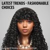Limerence Long Curly Wig for Black Women Natural Black Curly Wig with Bangs，Curly Wigs with Bangs for Women 20 inch for Daily Use