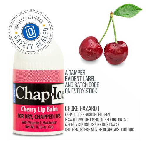 Chap-Ice® | Premium and Traditional Lip Balm for Chapped, Dry, or Windburned Lips | Pocket Size Display with Assorted Flavors - Cherry, Citrus Orange, Kiwi Lime - 50 Mini Sticks (0.10oz/3g)