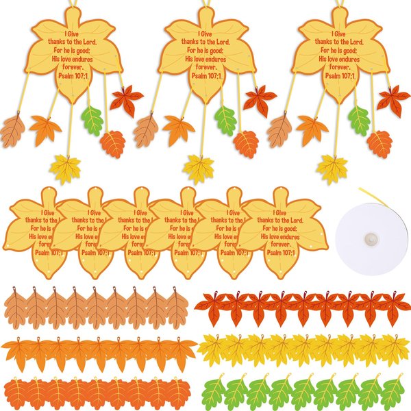 Zhanmai 30 Sets Thanksgiving Leaves Mobile Craft Kit for Kids Make Your Own Fall Thanksgiving Sunday School Craft for Toddler Classroom Autumn Thanksgiving Party Fun Home Activities