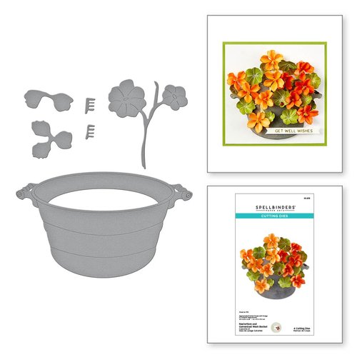 Spellbinders Nasturtium and Galvanized Wash Bucket Etched Dies, Metal