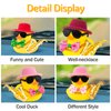 wonuu Rubber Duck Car Ornaments Cute Car Accessories for Duck Car Dashboard Decorations with Bow Tie TOP Hat Necklace and Musical Instruments, Pink hat&tie
