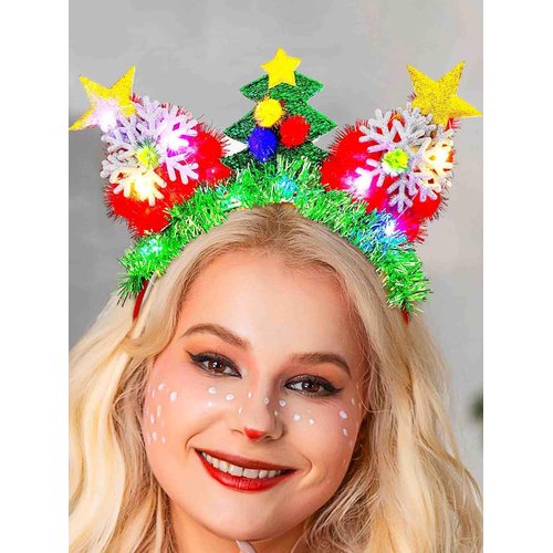 TWINKLEDE Christmas Light Up Headband Sparkly Star Xmas Hair Band Party Costume Hair Accessories ...