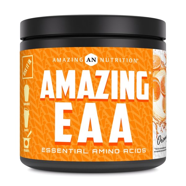 Amazing EAA Essential Amino Acids | 8 Grams EAA's Per Serving | 30 Servings | 330 Grams Powder Supplement | Made in USA (Natural Orange)