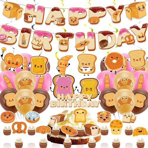 Bread Party Decortions Toast Bread Birthday Party Supplies With Bread Birthday Banner Hanging Swi...