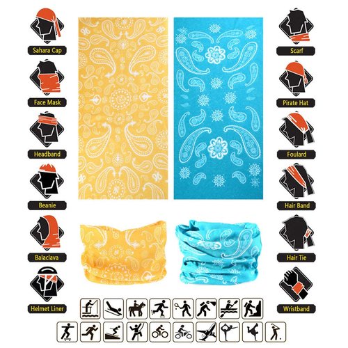 VANCROWN Headwear Wide Headbands Scarf Head Wrap Mask Neck Warmer (9PC.Paisley Series.1)