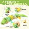 AWOTOY Baby Toys 0 to 12 Months, Musical Stuffed Animal Activity Soft Toys with Multi-Sensory Crinkle, Rattle and Textures, Infant Tummy Time Toys for Newborn Boys Girls, Crocodile, Green