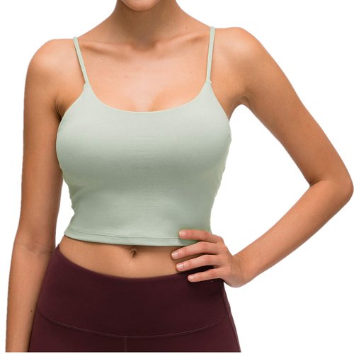 Lemedy Women Padded Sports Bra Fitness Workout Running Shirts Yoga Tank Top (L, Jasmine Green)