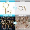 Keychain Rings Kit for Crafts Gold, PAXCOO Includes 100Pcs Split Key Ring with Chain, 100pcs Jump Rings and 100pcs Screw Eye Pins for Resin Keychain Making