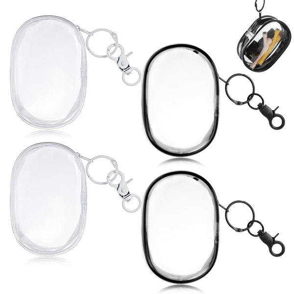 Nogeqi 4 PCS Cute Clear Bag Keychain Doll Display Keychain Bag Portable Clear Figure Display Bag with Keychain Clear Coin Purse Clear Keychain Pouch for Display off Blind Boxes Mini Figures