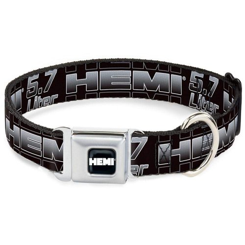 Buckle-Down DC-WHE002-WS 13-18" "HEA-HEMI Bold Full Color Black/White Dog Collar, Wide Small