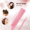 3 Pieces Plastic Rat Tail Comb Pintail Comb Fiber Teasing Comb 9 Inch Styling Comb with Thin and Long Handle for Men Women Salon Home Supplies