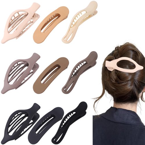 LifeDawn 9 Pack Flat Hair Clips, French Concord Flat Hair Clips for Women Girls, 3 Styles Claw Cl...