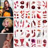30 Sheets Halloween Temporary Tattoos, Zombie Makeup, Scar Wound Blood Bleeding Tattoo Stickers for Women Men Halloween Party Cosplay (HY-2)