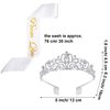 WILLBOND 2 Pieces Prom Queen Satin Sash Prom Sash Rhinestone Crystal Tiara Crown with Comb for Graduation and Prom Party Supplies(Silver,Delicate Style)