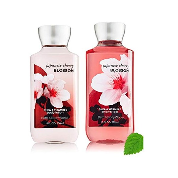 Bath and Body Works Japanese Cherry Blossom Shower Gel (10 fl oz) and Body Lotion (8 fl oz) Signature Collection (Set of 2)