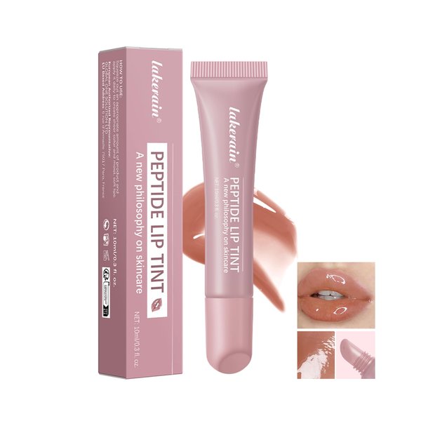 DLZZRS Peptide Lip Tint, Juicy Peptide Lip Balm, 2-In-1 Lip Gloss & Lip Balm, Infused With Vitamin E & Peptides, Hydrating & Plumping Lip Balm, Jelly Peptide Lip Oil, #2 Rose Gray