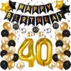 40th Birthday Decorations for Men Women, Black and Gold Party Decorations Kit - Happy Birthday Banner Black and Gold Balloons Confetti Balloons Swirls for 40th Birthday Decorations Party Supplies