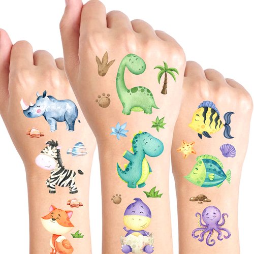 Cute Animal Temporary Fake Tattoo stickers 700 Pieces Watercolor Safari Woodland Animal Dinosaur Fish Tattoo Sticker Party Goodie Bags Decor Supplies Art Craft for Kids School Rewards Birthday Gifts