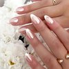 24 Pcs White French Tip Press On Nails Almond Medium Fake Nails Aurora Chrome False Nails Acrylic Glue On Nails Full Cover Stick On Nails Artificial Nails For Women Girls Manicure