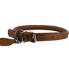 Genuine Leather Rolled Dog Collar 10.5"- 14" neck size Long Hair Dogs and Puppies