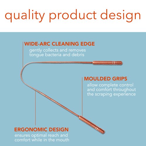 Bäst Tongue Scraper • 100% Copper (1 Pack) Premium Tongue Cleaner • Improve Oral Health • Ayurvedic Cleaning Tool