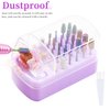 2 in 1 Nail Drill Bits Holder & Nail Drill Bits Cleaning Brush Case 30 Holes (Purple)