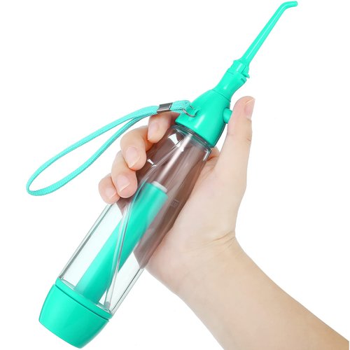 Water Dental Flosser for Teeth Oral Irrigator Water Teeth Cleaner Pick Non Electric Portable Affordable Oral Irrigator Cordless Manual Air Pressure Simple Operation for Home and Travel (Blue)