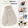 Full Shine Blonde Clip in Hair Extensions Real Human Hair 18 Inch White Blonde Remy Hair Clip in Human Hair Extensions 120Grams Seamless Pu Weft Clip ins Brazilian Straight Hair Blonde Human Hair 8Pcs