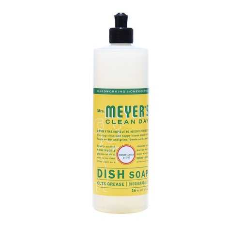 MRS. MEYER'S CLEAN DAY Liquid Dish Soap, Biodegradable Formula, Honeysuckle, 16 fl. oz