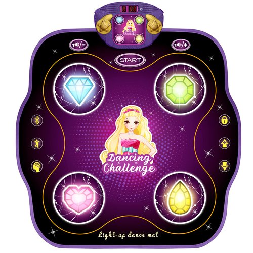 KIZJORYA Dance Mat for Kids, Electronic Dance Mat with Wireless Bluetooth for Children Ages 3-12, Light Up Dance Game Music Pad with 9 Levels, Birthday Gifts Toys for 4-8 8-12 Years Old Girls & Boys