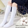 Mini angel Girls Knee High Socks Seamless Boys School Uniform Socks Kids Soccer Socks Cotton Long Socks 8-10 Years, 3 Pairs (White, L)