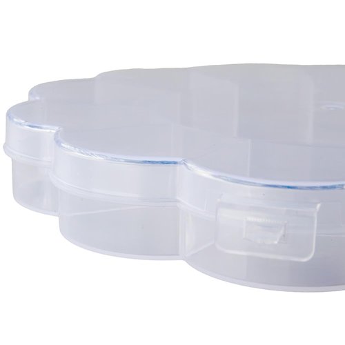 Craft County Clear Plastic Floral Pattern Flip Top Bead Storage Container – 12 Compartment Organizer for Jewelry Making and Crafts