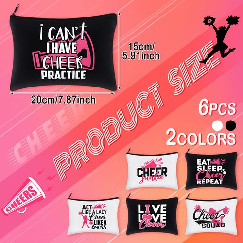 Tondiamo 18 Pcs Cheerleading Makeup Bags Cheer Bags Cases Zipper Pouch Cheerleading Quote Keychain Inspirational Key Ring Cheer Scrunchies Girls Elastic Hair Accessories for Cheerleader Teammate Gift