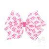 Wee Ones Girls' Think Pink! Breast Cancer Awareness Grosgrain Hair Bow, Girl Power Print, Size King