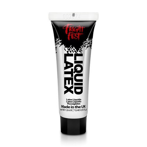 Liquid Latex by Fright Fest - 12ml sfx makeup great with fake blood stage blood scar wax, spirit gum and face paint to create amazing halloween makeup create zombie skin safe latex