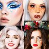 Christmas Body Glitter Gel SUPGIFT 4 Colors 8.5oz Holographic Chunky Mermaid Iridescent Laser Liquid Star Flower Leaf Sequins for Makeup Face Eyeshadow Hair with Spoon