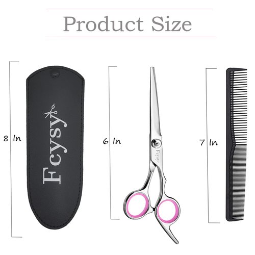 Hair Scissors for Hair Cutting, Fcysy Professional 6 Inches Haircut Scissors Barber Shears, Hair Shears Haircutting Scissor Trimming Beard Scissors with Comb, Salon Hair Shears for Men Women Pet