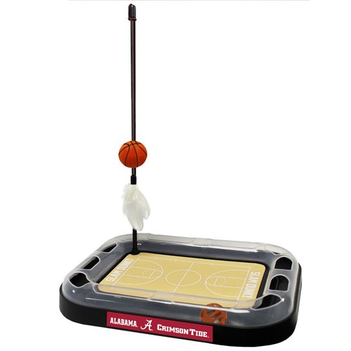 Cat Scratch Toy NCAA ALABAMA Crimson Tide REVERSIBLE Basketball Court Felt/Cardboard Cat Scratcher. Interactive Cat Ball Bell in Tracks. 6-in-1 CAT TOY. Cat Wand Poll, CATNIP-FILLED Plush Basketball