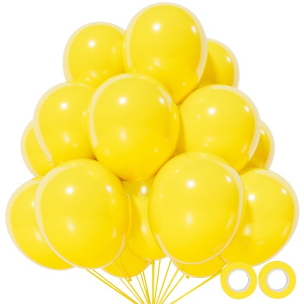 110pcs Yellow Balloons 12 Inch,Yellow Latex Balloons for Birthday Party Baby Shower Wedding(with 2 Ribbons).