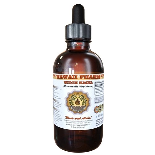 HawaiiPharm Witch Hazel Liquid Extract, Witch Hazel (Hamamelis Virginiana) Tincture, Herbal Supplement, Made in USA, 4 fl.oz