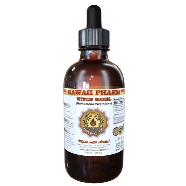 HawaiiPharm Witch Hazel Liquid Extract, Witch Hazel (Hamamelis Virginiana) Tincture, Herbal Supplement, Made in USA, 4 fl.oz