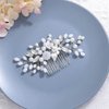 Yean Wedding Hair Comb Silver Pearl Bridal Hair Piece Flower Hair Accessories Crystal Hair Jewelry for Women and Girls