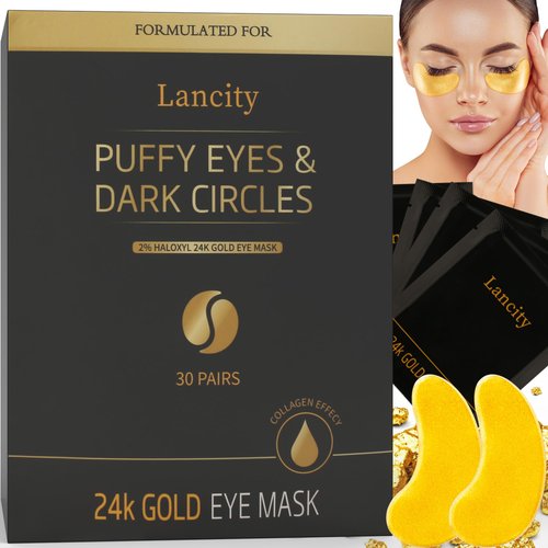 Under Eye Patches (30 Pairs) 2% Haloxyl 24K Gold Jelly Eye Masks Gel Enriched with Abundant Collagen | Diminish Dark Circles and Puffiness | Anti-Aging, Smooth Fine Line, Nourish Skin