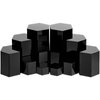 Hexagonal Jewelry Display Risers Hexagonal Display Riser Stands Acrylic Hexagonal Jewelry Showcase Acrylic Jewelry Display Stand Riser for Jewelry Display, 6 Sizes (Black, 12 Pieces)