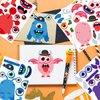Zayvor 36 Sheet Monster Make Your Own Stickers for Kids, Make-a-Face Stickers, Mix and Match Stickers Sheet Craft Sticker, Gift, Party Favors, School Reward, Valentines Halloween Games