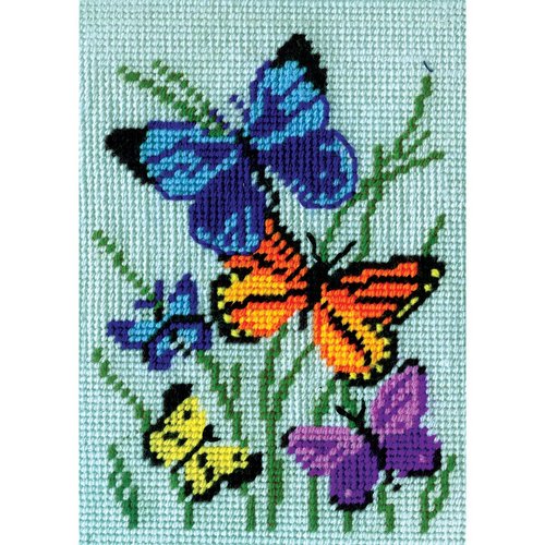 Design Works Crafts 2569 Needlepoint Kit, Butterflies Galore, 5" X 7" Needlepoint Kit Butterflies Galore