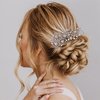 EVER FAITH Austrian Crystal Clear AB Wedding Silver-Tone Hair Comb