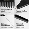 Jurrissa Rat Tail Combs for Parting,Protable Retractable Rat Tail Comb-Parting Combs for Hair Stylist-Stainless Steel Pin Tail Fine Tooth Teasing Comb Heat Resistant Anti Static(Black)