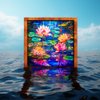 Bgraamiens Puzzle-Stained Glass Waterlily-1000 Pieces Stained Glass Puzzle for Adults, Stained Glass Art Puzzle with Flowers, Impossible Puzzle Color Challenge Puzzle for Adults