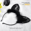 CLOACE Cat Ears Headband Black Lace Feather Cat Ear Hair Hoop Halloween Cosplay Cat Costume Hair Accessories for women